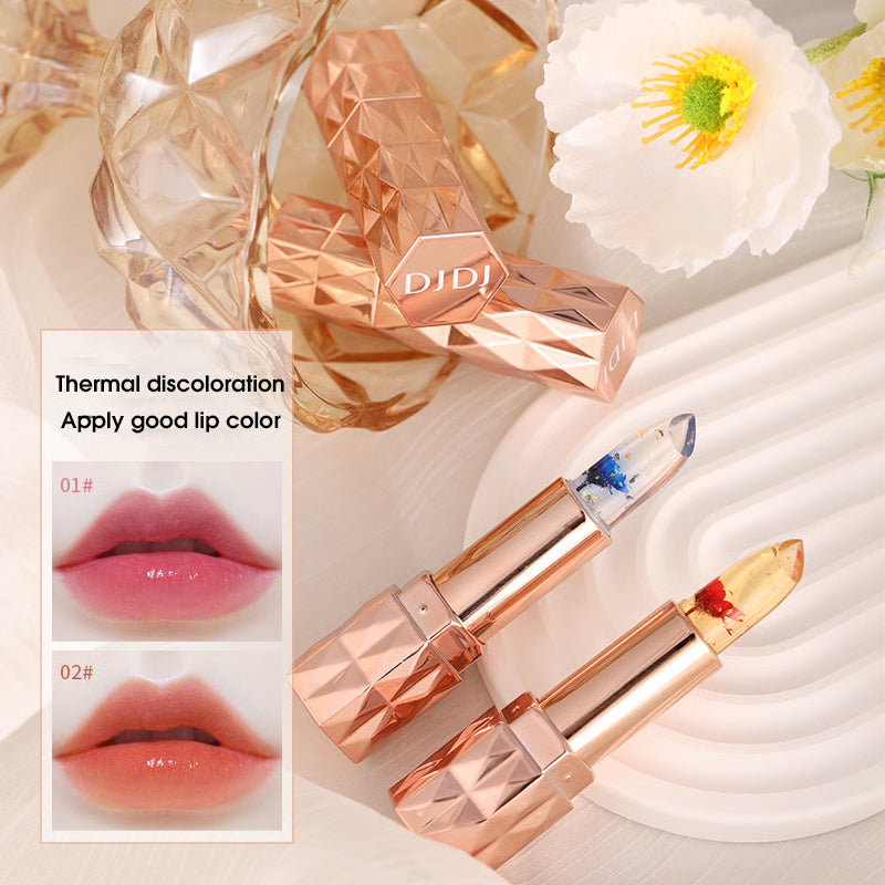 Jelly color-changing lipstick, flower lip balm, warm and long-lasting hydration, moisturizing, non-sticky