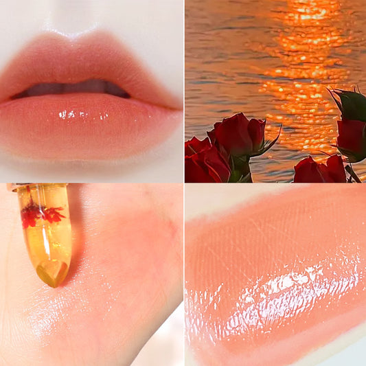 Jelly color-changing lipstick, flower lip balm, warm and long-lasting hydration, moisturizing, non-sticky