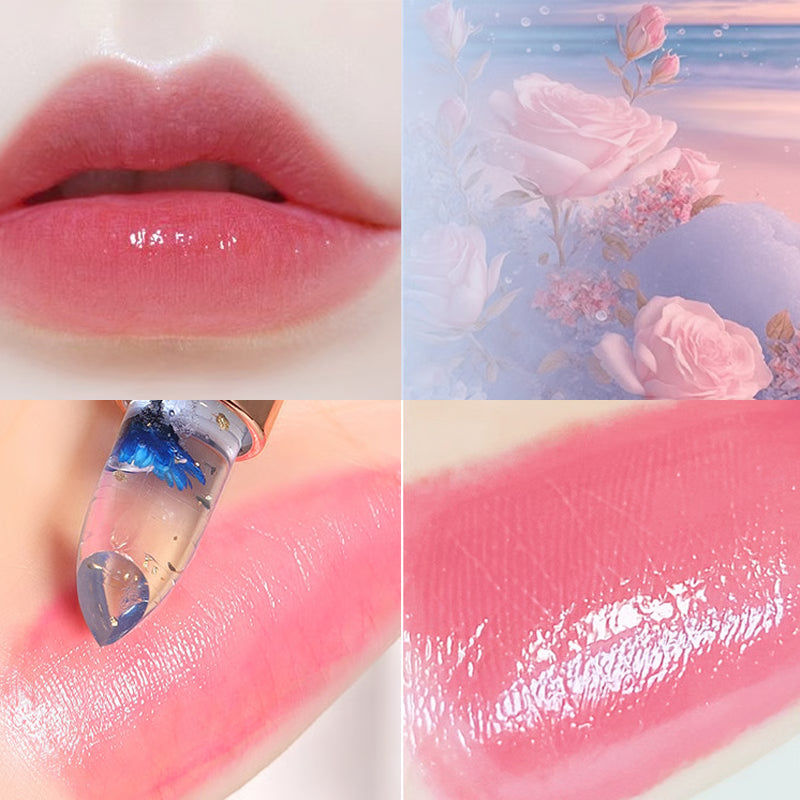 Jelly color-changing lipstick, flower lip balm, warm and long-lasting hydration, moisturizing, non-sticky